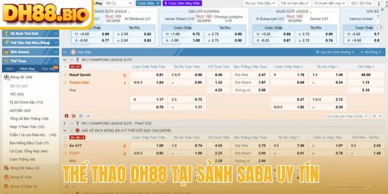 Thể thao DH88 tại sảnh SABA uy tín